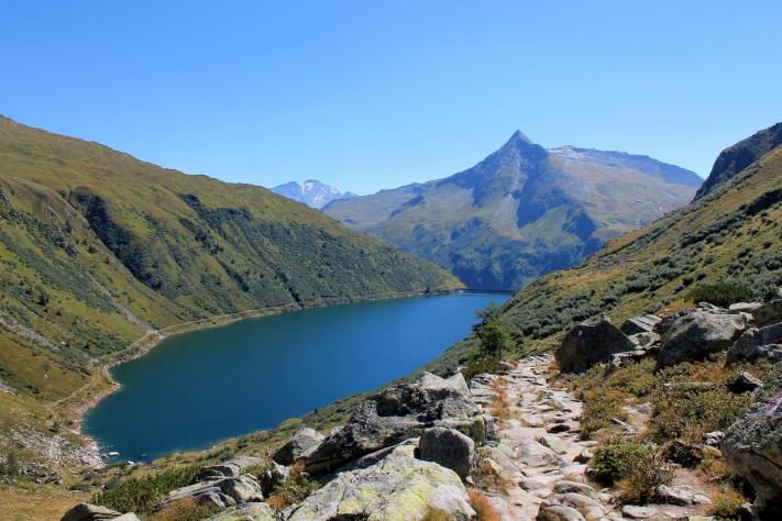 Blick auf den hinter uns liegenden unteren Bockhartsee.