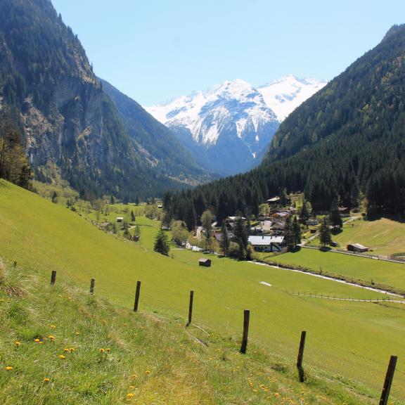 Gleich zu Beginn eröffnen sich schöne Blicke ins Kötschachtal